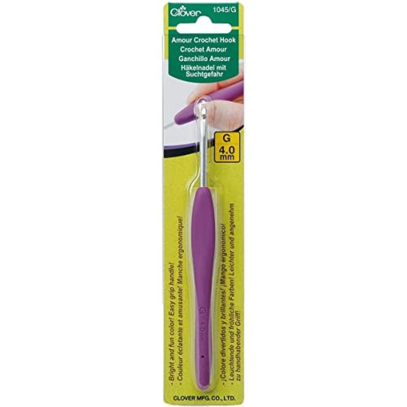 Clover 1045/G Purple Amour Crochet Hook, Size G, 4.0mm - Image 1