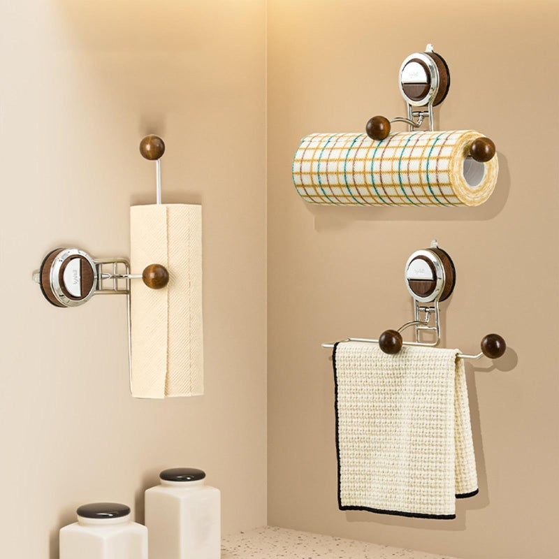 MERISHOPP Paper Towel Holder Metal Paper Towel Roll Holder for Workbench Workbench Walnut| Storage Rack | Wall Mounted Rack | Kitchen Organizer - Image 5