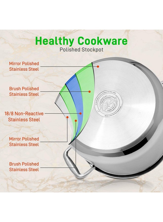 NutriChef 8-Quart Stainless Steel Stock Pot - 18/8 Food Grade Stainless Steel Heavy Duty Induction - Stock Pot, Stew Pot, Simmering Pot with See-Through Lid, Dishwasher Safe - NCSP8 - Image 5