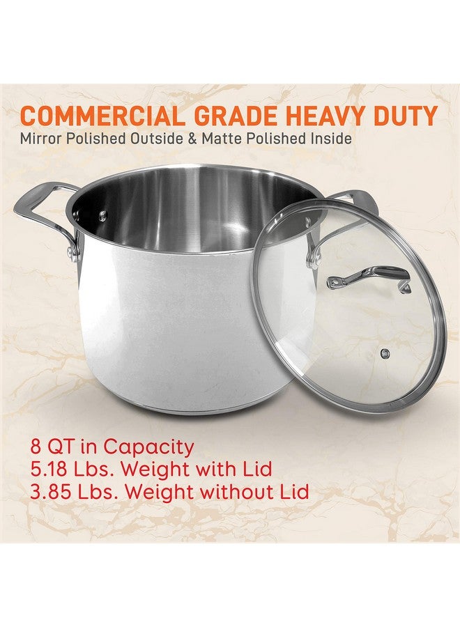 NutriChef 8-Quart Stainless Steel Stock Pot - 18/8 Food Grade Stainless Steel Heavy Duty Induction - Stock Pot, Stew Pot, Simmering Pot with See-Through Lid, Dishwasher Safe - NCSP8 - Image 3
