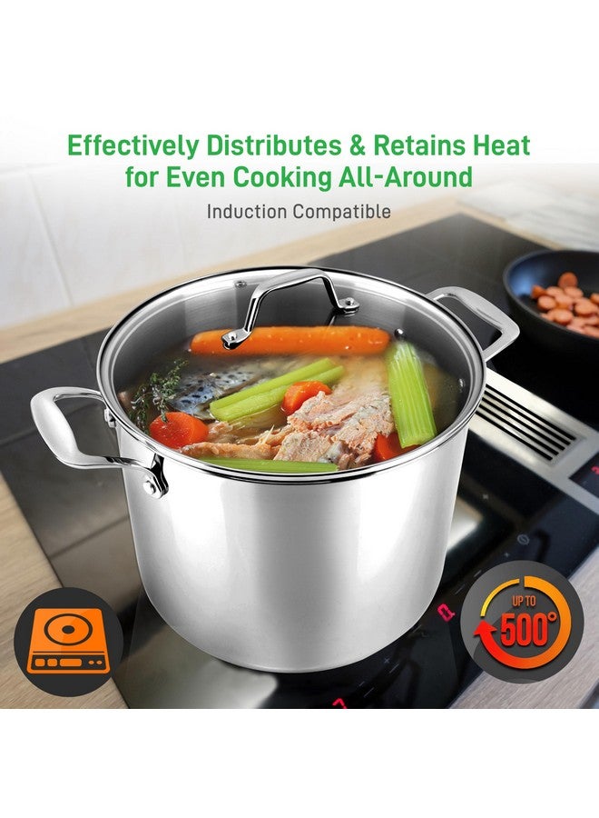 NutriChef 8-Quart Stainless Steel Stock Pot - 18/8 Food Grade Stainless Steel Heavy Duty Induction - Stock Pot, Stew Pot, Simmering Pot with See-Through Lid, Dishwasher Safe - NCSP8 - Image 4