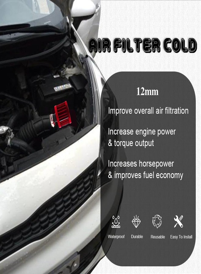 HAOBO Universal Fit Air Intake Filter, 12mm, Red - Image 5