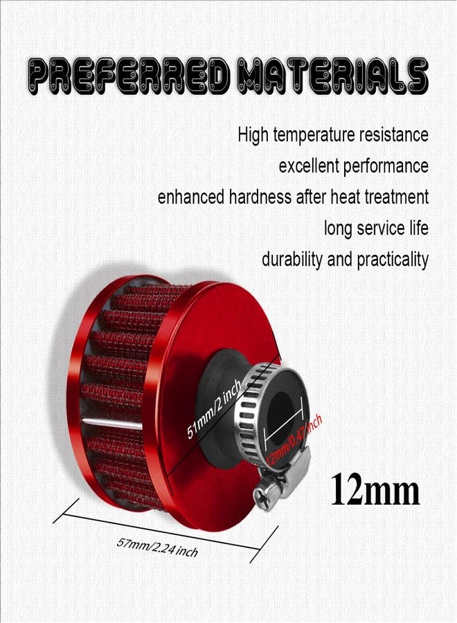 HAOBO Universal Fit Air Intake Filter, 12mm, Red - Image 2
