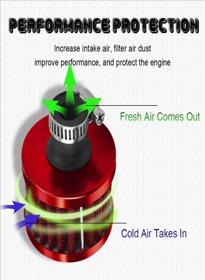 HAOBO Universal Fit Air Intake Filter, 12mm, Red - Image 4