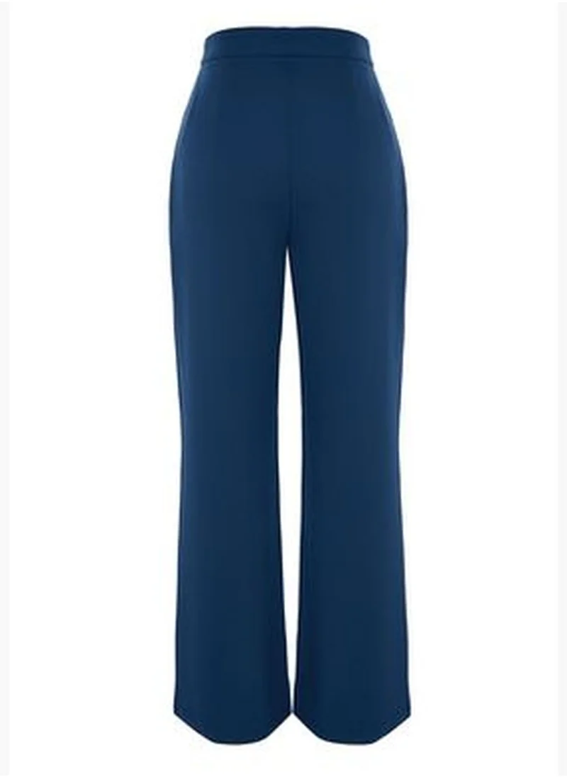 trendyol Navy Blue Wide Leg Wide Leg High Waist Weave Trousers TWOAW22PL0066