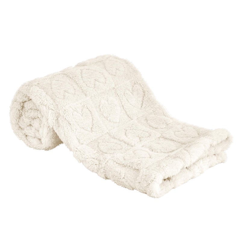 Yurhap Fleece Baby Blanket Heart Checkered Blanket, Ultra Soft Cozy Baby Blankets for Boys Girls, Fluffy Infant Toddler Newborn Receiving Blankets for Crib Stroller 30â€Ã—40â€ (Cream) - Image 1