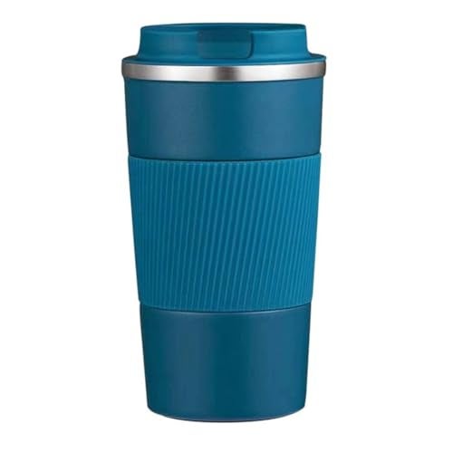 Wosta Insulated Travel Coffee Mug 2.0 | Double Wall Vacuum Stainless Steel Fat-Bottomed Coffee Cup Tumbler with Spill Proof Flip Lid for Hot and Ice Beverages (Blue Color, 380 Ml) - Image 1