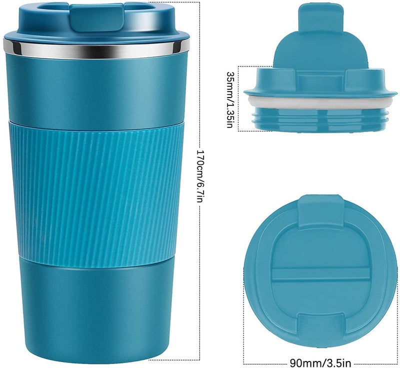 Wosta Insulated Travel Coffee Mug 2.0 | Double Wall Vacuum Stainless Steel Fat-Bottomed Coffee Cup Tumbler with Spill Proof Flip Lid for Hot and Ice Beverages (Blue Color, 380 Ml) - Image 2