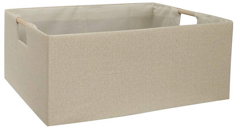 FUULOXE Storage Bin for Shelves Rectangle Closet Baskets Foldable Box with Handles Beige Shelf Baskets Toy Boxes for Home Office Car Dormroom - Image 1