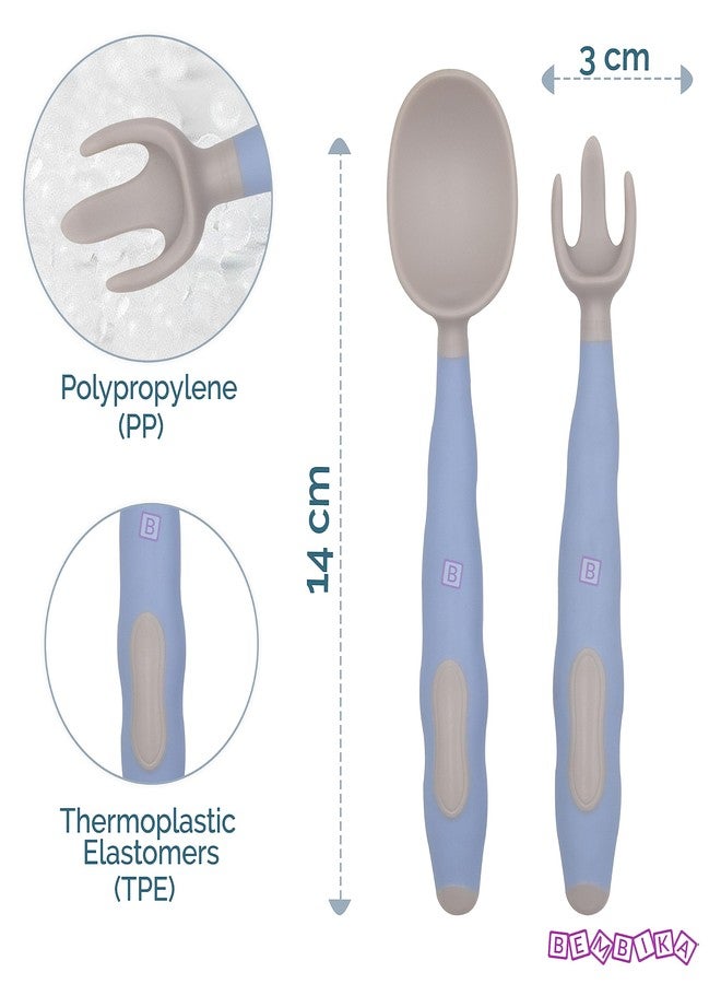 Bembika Baby Training Spoon Twist Spoon, Baby Silicone Training Spoon for Baby, Baby Spoon and Fork Set, Baby Spoon Feeding (Blue). - Image 3