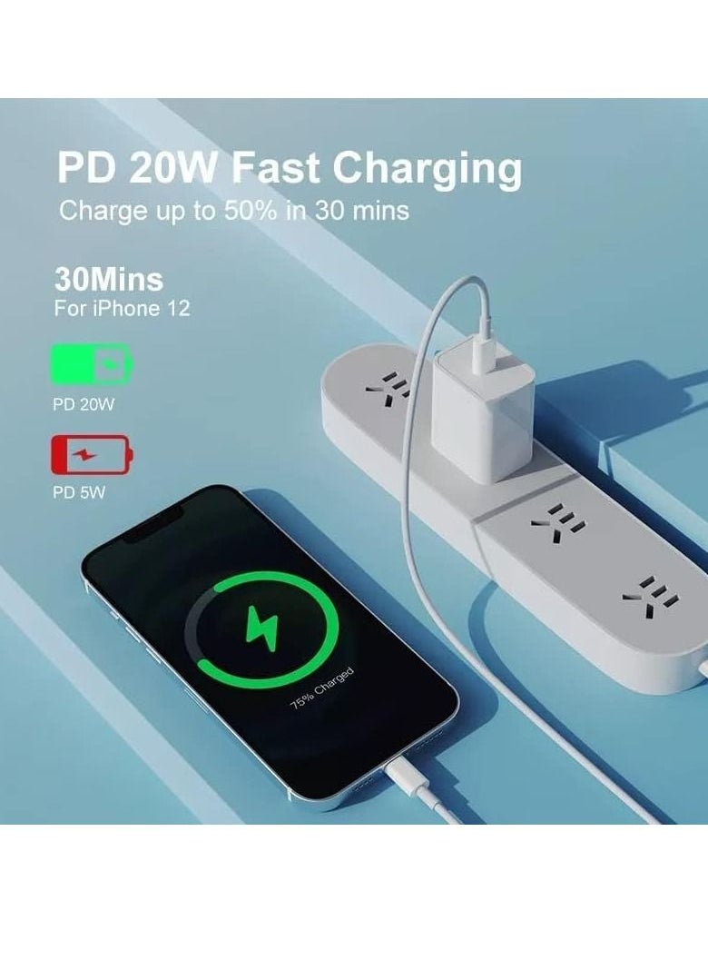 Generic - USB C to Lightning Cable 20W Fast Charging [MFi Certified] Compatible with iPhone 13 Pro Max/12/11 Pro/X/XS/XR/8 Plus/AirPods Pro, 1M, White - Image 1