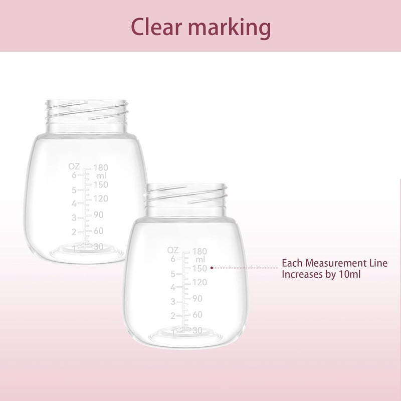 TOVVILD Milk Storage Bottle and Collection Bottle Compatible with Spectra S1 S2 Motif Luna Cimilre Ameda MYA Pumps Replace Spectra Bottles WideMouth Bottles 4 pc 6oz180ml - Image 5