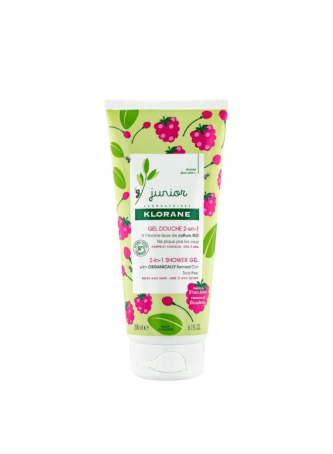 Klorane Junior 2-in-1 Shower Gel Raspberry 200ml - Image 1