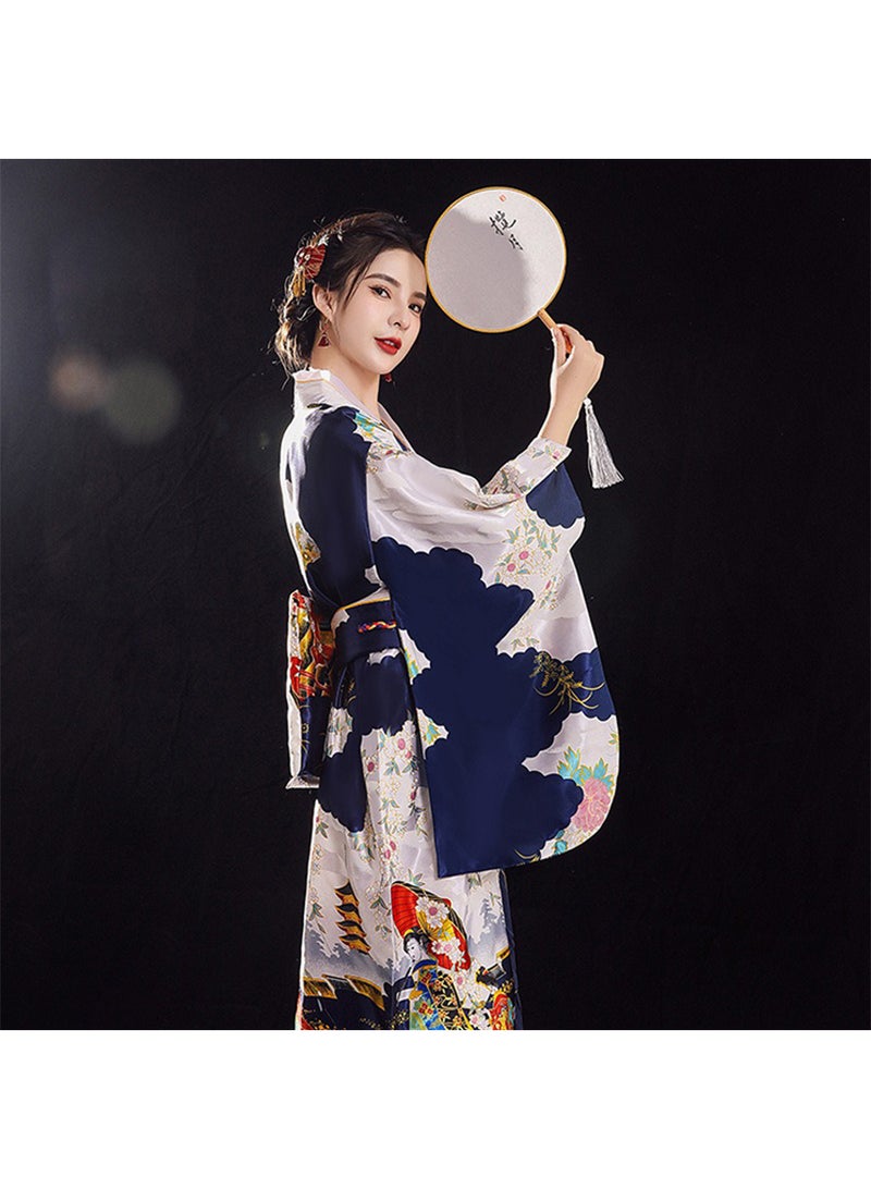 Japanese Kimono, Japanese Traditional Clothing for Nightgown, Bathrobe, Home Clothes, Ethnic Style Stage Performance Clothes(Does not include fan) - Image 3