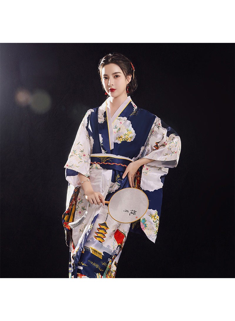 Japanese Kimono, Japanese Traditional Clothing for Nightgown, Bathrobe, Home Clothes, Ethnic Style Stage Performance Clothes(Does not include fan) - Image 2