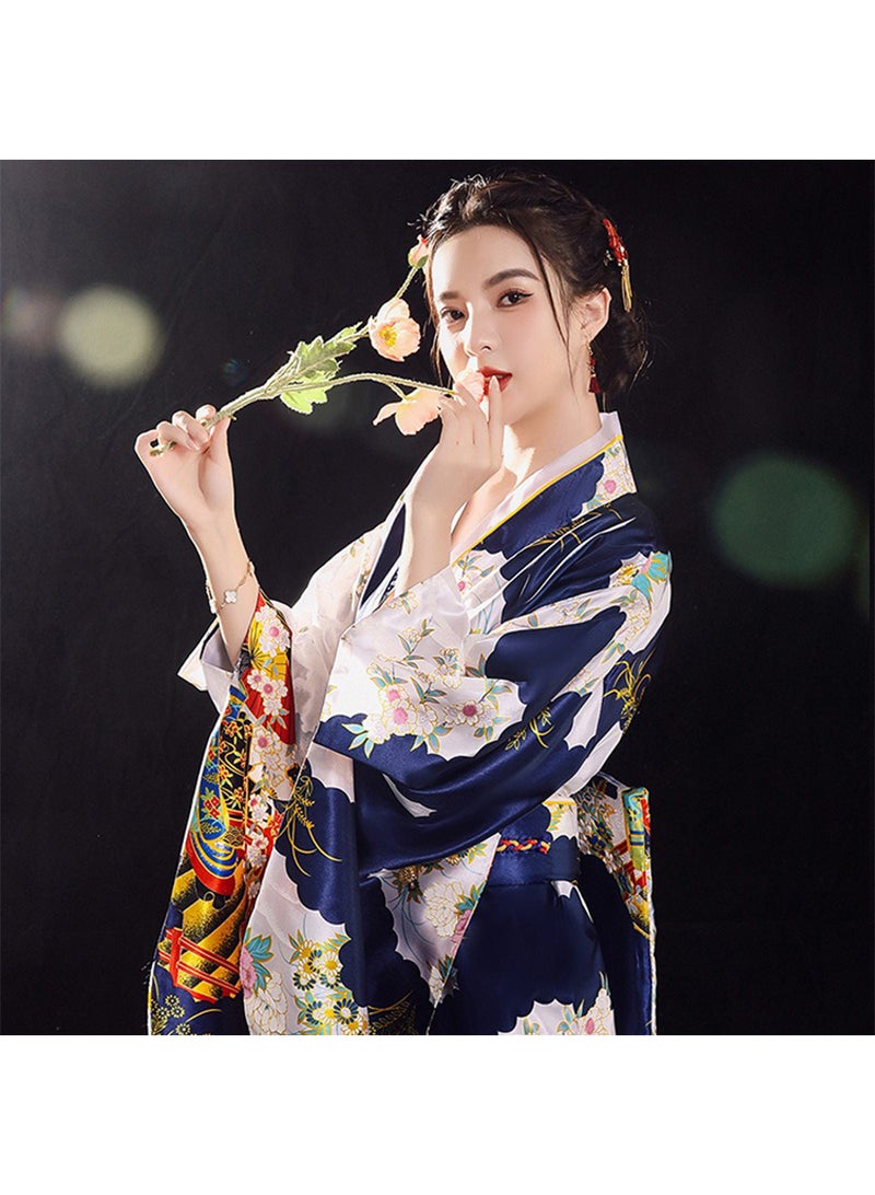 Japanese Kimono, Japanese Traditional Clothing for Nightgown, Bathrobe, Home Clothes, Ethnic Style Stage Performance Clothes(Does not include fan) - Image 4