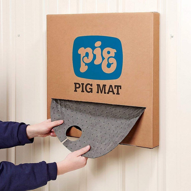 PIG Barrel Top Absorbent Mat - Lightweight for 55 Gallon Drums with Bungs (.75" Dia. and 2" Dia) - 25 Pads - 22" Diameter - MAT244 - Image 4