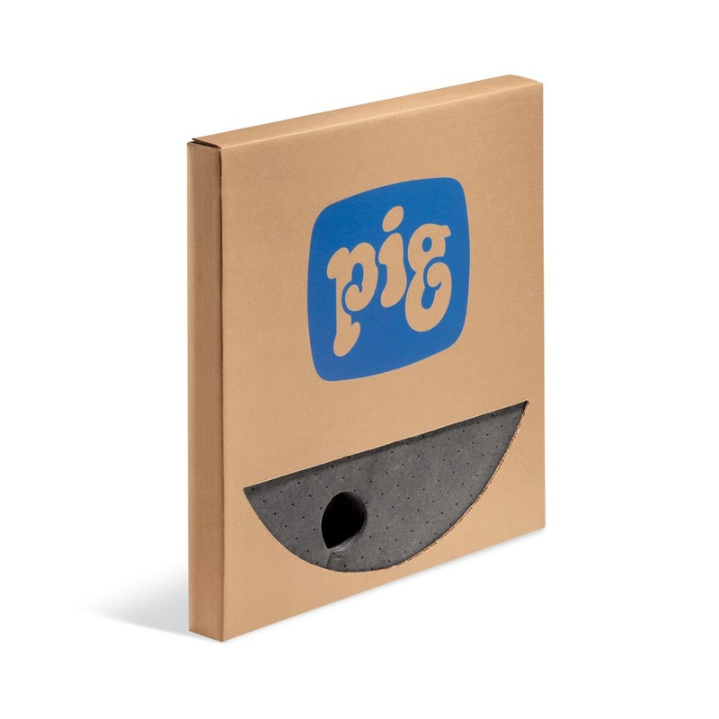 PIG Barrel Top Absorbent Mat - Lightweight for 55 Gallon Drums with Bungs (.75" Dia. and 2" Dia) - 25 Pads - 22" Diameter - MAT244 - Image 1