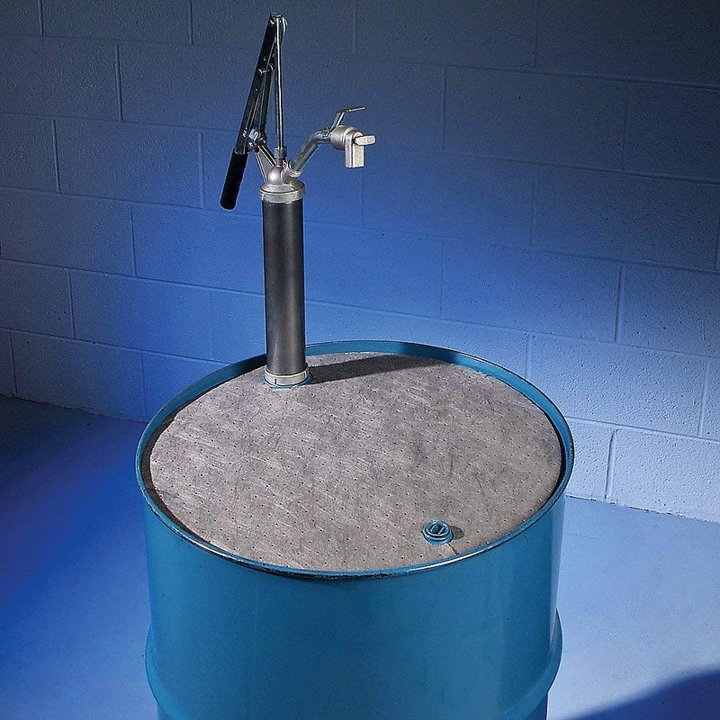 PIG Barrel Top Absorbent Mat - Lightweight for 55 Gallon Drums with Bungs (.75" Dia. and 2" Dia) - 25 Pads - 22" Diameter - MAT244 - Image 2