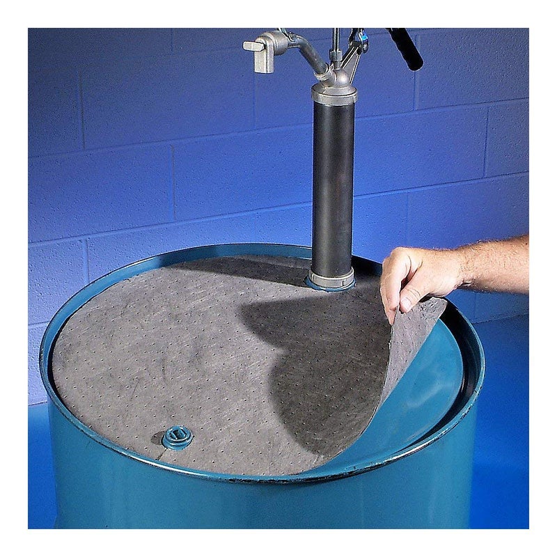 PIG Barrel Top Absorbent Mat - Lightweight for 55 Gallon Drums with Bungs (.75" Dia. and 2" Dia) - 25 Pads - 22" Diameter - MAT244 - Image 3