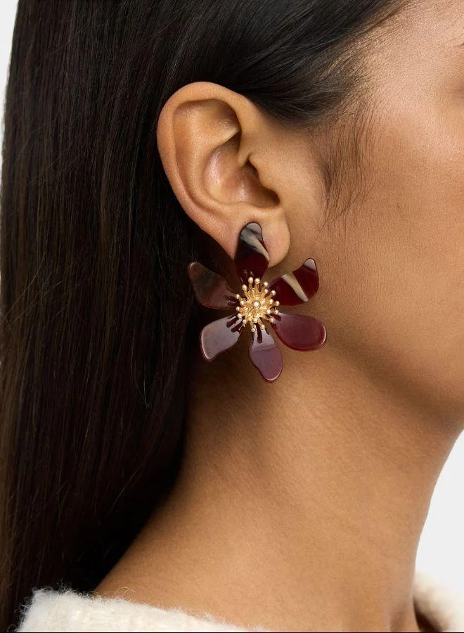 بارفوا أقراط زهرة ماكسي مع تأثير حجر