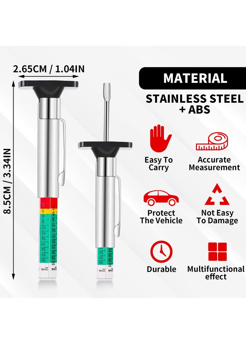 SYOSI - Tire Tread Depth Gauge, 2 Pack 32nds/25mm Color Coded Tire Depth Gauge, Tire Tread Depth Accurate Measurement Tools, Tread Depth Metric Gauges for Motorcycle Car Truck - Image 1