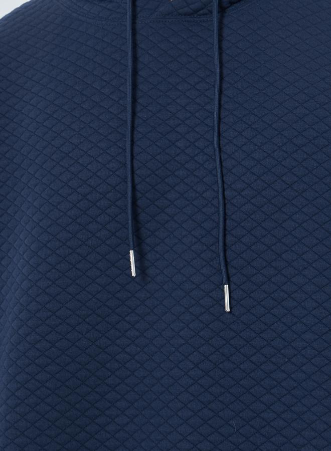 Styli Men Navy Textured Oversized Hoodie - Image 4
