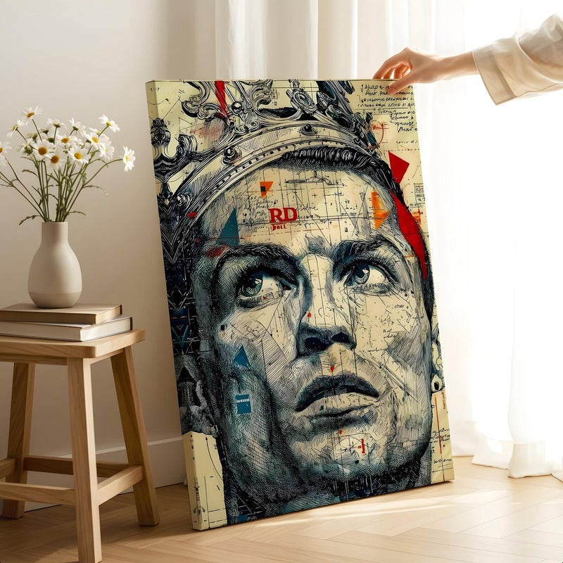 ARS Framed Canvas CR7 Cristiano Ronaldo Poster | Soccer Sport Wall Art | Wall Art Print, Modern Ready to Hang Home Decor Abstract, Wall Hanging Decor Painting Poster Artwork for Living Room, Bedroom, Bathroom, Gift, Home Decoration, World Cup2027 - Image 1