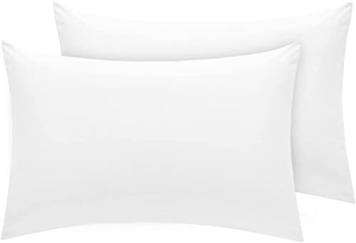 EASY NAP Youth Pillowcase 16 x 22 Size Pack of 2 Pieces Kids Travel Pillow Cover Envelope Closure 500 Thread Count 100 Egyptian Cotton  Hypoallergenic Fits Pillows Sized 12x16 13x18 or 14x19 White