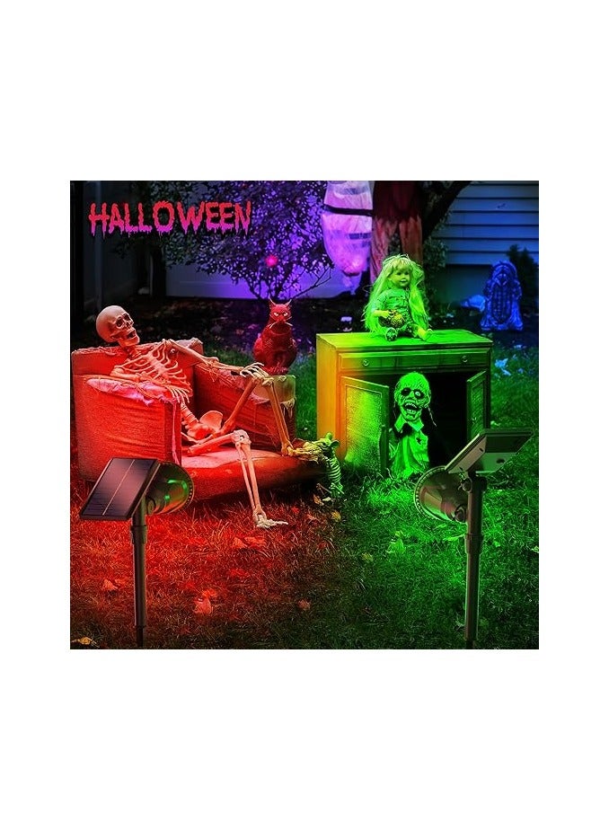 عام 4 مجموعات من أضواء الهالوين - مصابيح عيد الميلاد الشمسية مقاومة للماء، أضواء متغيرة الألوان لديكور المنزل، إضاءة المناظر الطبيعية الخارجية بـ9 خيارات من الإضاءة، أشعة فلود للفناء والمدخل والأشجار. - Image 2