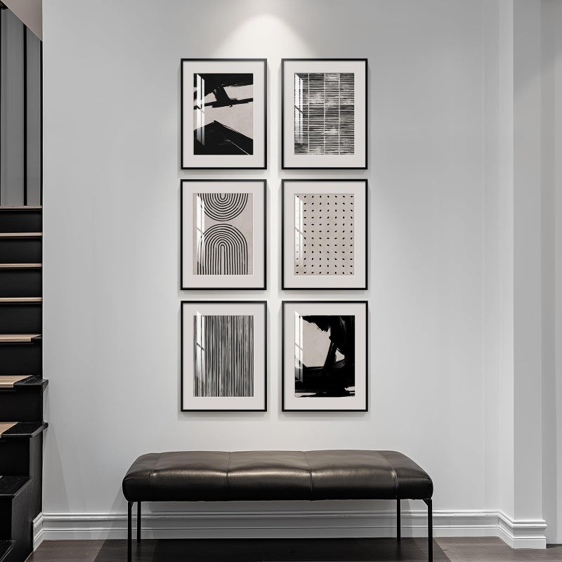 Cuspin Framed Black and White Abstract Wall Art, 6 Pieces Modern Prints Paintings Artwork for Walls, Minimalist Abstract Pictures for Living Room Bedroom Dining Room Office Bathroom Wall Decor 11x14 Inch - Image 3