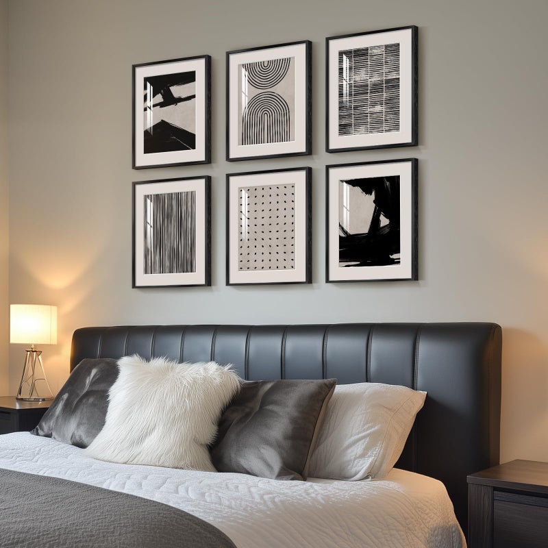 Cuspin Framed Black and White Abstract Wall Art, 6 Pieces Modern Prints Paintings Artwork for Walls, Minimalist Abstract Pictures for Living Room Bedroom Dining Room Office Bathroom Wall Decor 11x14 Inch - Image 2