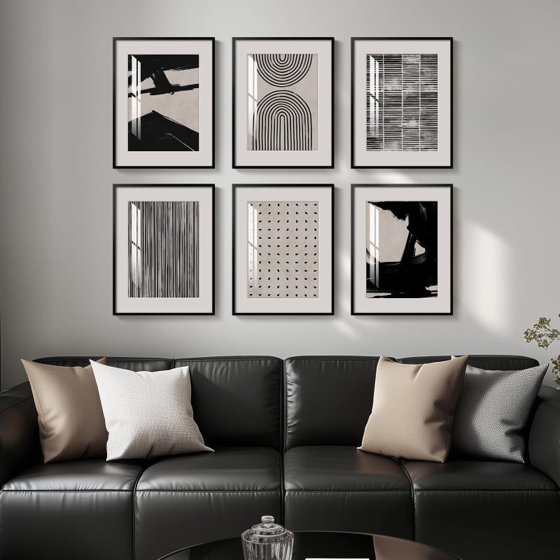 Cuspin Framed Black and White Abstract Wall Art, 6 Pieces Modern Prints Paintings Artwork for Walls, Minimalist Abstract Pictures for Living Room Bedroom Dining Room Office Bathroom Wall Decor 11x14 Inch - Image 4