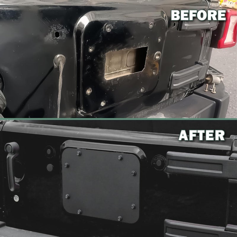 Phamyor Aluminum Spare Tire Carrier Delete Filler Plate with Bolts & Tailgate Rubber Plugs for Jeep Wrangler JK JKU (2007-2018) - Image 4
