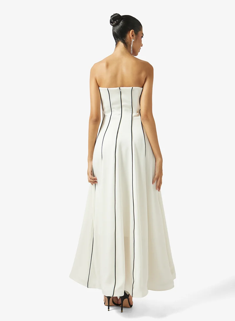 Akadia Fashion  STRAPLESS FLOWER DETAIL A LINE DRESS for Women | Best Price UAE
