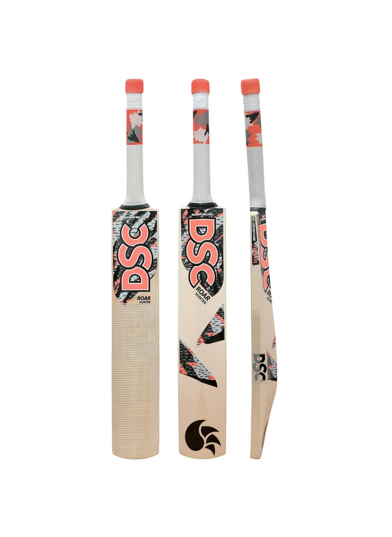 DSC Roar Hunter Kashmir Willow Cricket Bat | Color: Beige | Size: 2 | Ball Type : Leather Ball | Playing Style : All-Round  - Image 1