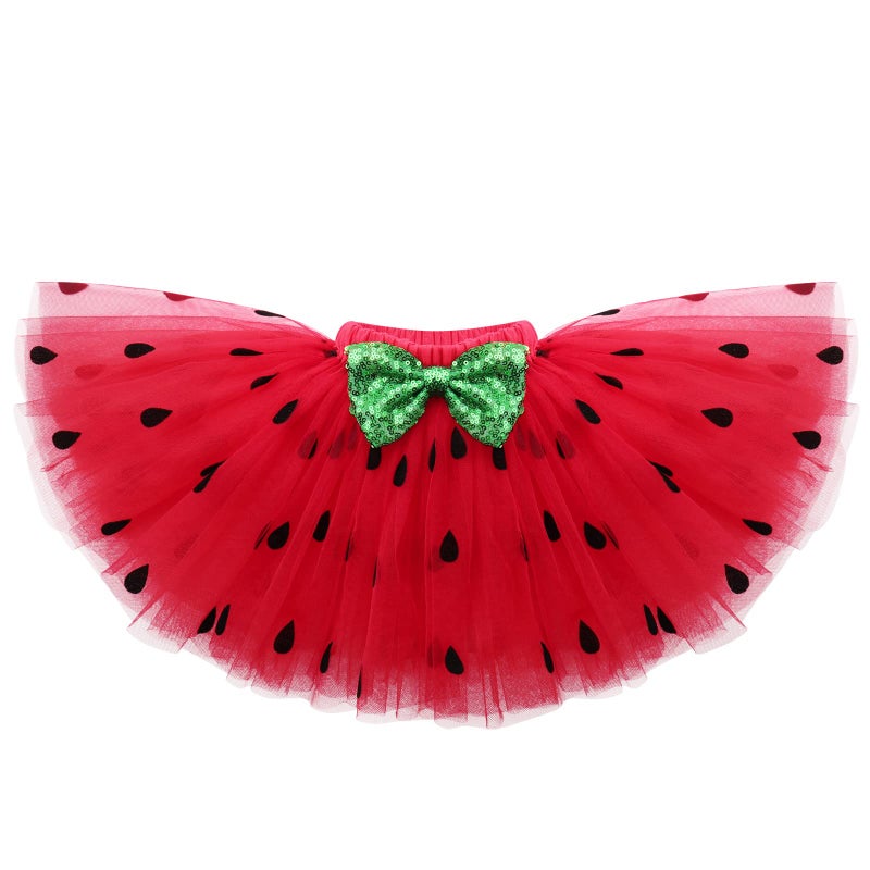 ODASDO Watermelon Outfits for Baby Girl 1/2 Birthday Half Way To One Smash Cake Photo Shooting Flutter Sleeve Cotton Romper Bodysuit Princess Tutu Tulle Skirt Leg Warmers Bowknot Headband Set 6 Months - Image 4