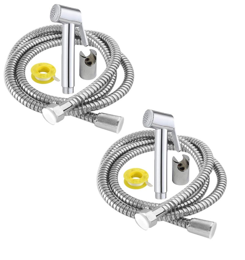 Mawson 2FJC1602705 Health Faucet ABS with Rubbit Cleaning System 15 Meter Long Stainless Steel Flexible Tube and ABS Wall Hook MulticolorPack of 2