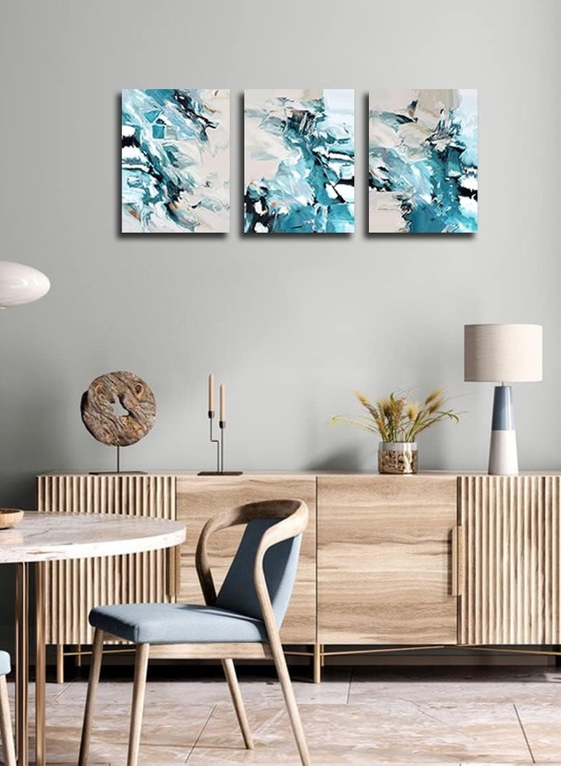 ديكوريور تابلوة PVC من الكانفس القطني 3 قطع 90cm x 42.5 cm بسمك 30 مم بطباعة ديجيتال عالية الجودة -طبقة uv للحماية ضد الخدوش و حماية الالوان - تصميمات حديثة - لايحتاج مسامير للتركيب بلاصق ذاتي - Image 4
