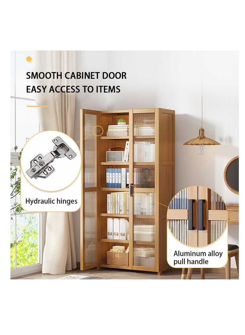 Generic MUMOO BEAR Simple Book Shelf Living Room Bookcase Multi-layer Storage Rack Floor Standing Storage Cabinet with Clear Door for Kitchen Dining Room Living Room Entryway Hallway (190 * 30cm) - Image 5