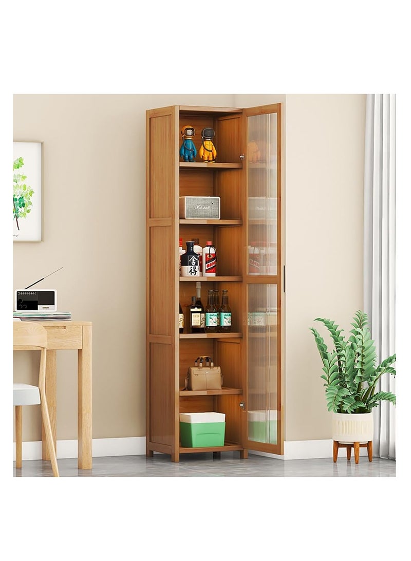Generic MUMOO BEAR Simple Book Shelf Living Room Bookcase Multi-layer Storage Rack Floor Standing Storage Cabinet with Clear Door for Kitchen Dining Room Living Room Entryway Hallway (190 * 30cm) - Image 1