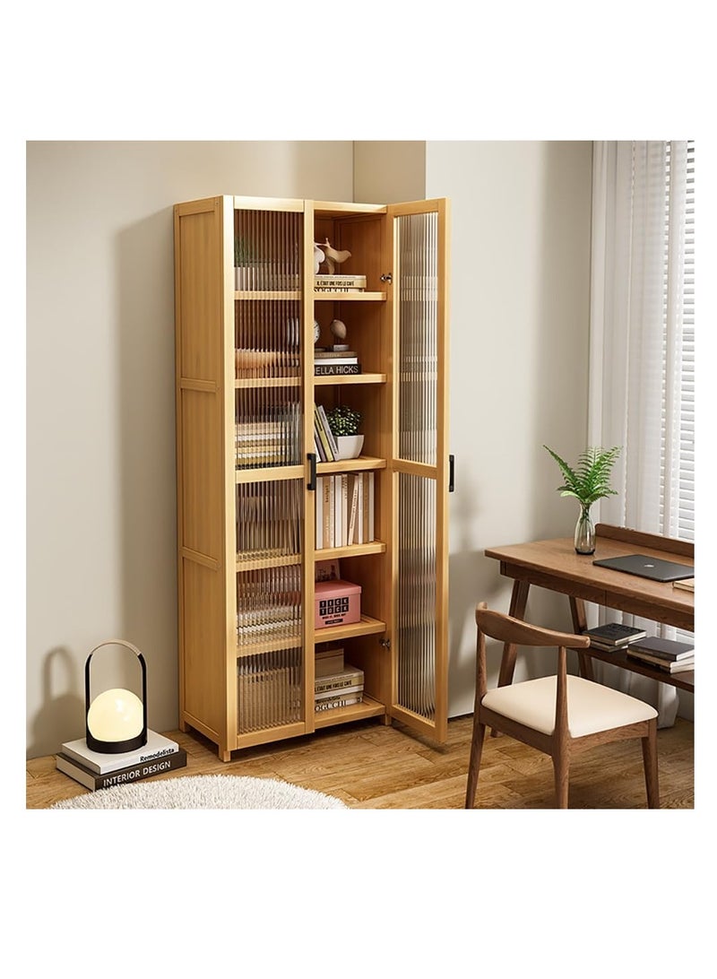 Generic MUMOO BEAR Simple Book Shelf Living Room Bookcase Multi-layer Storage Rack Floor Standing Storage Cabinet with Clear Door for Kitchen Dining Room Living Room Entryway Hallway (190 * 30cm) - Image 4