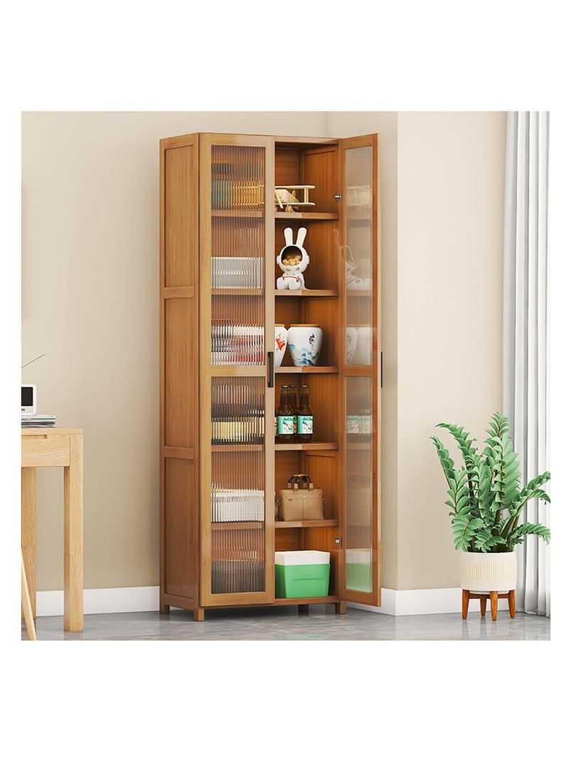 Generic MUMOO BEAR Simple Book Shelf Living Room Bookcase Multi-layer Storage Rack Floor Standing Storage Cabinet with Clear Door for Kitchen Dining Room Living Room Entryway Hallway (190 * 30cm) - Image 3