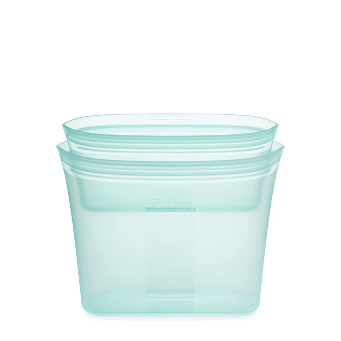 REUSABLE FOOD STORAGE BAGS 2 BAG SET TEAL SILICONE MEAL PREP CONTAINER MICROWAVE DISHWASHER AND FREEZER SAFE MADE IN THE USA