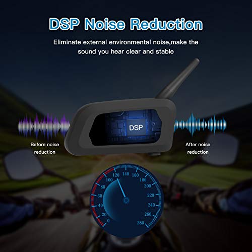 EJEAS خوذة دراجة نارية EJEAS V6 Pro مع نظام اتصال بلوتوث، سماعة رأس بلوتوث للدراجات النارية بمدى 1200 متر، نظام اتصال عالمي مع خاصية إلغاء الضوضاء ومقاوم للماء للدراجات الترابية/ATV/الدراجات الثلجية (1 قطعة) - Image 4