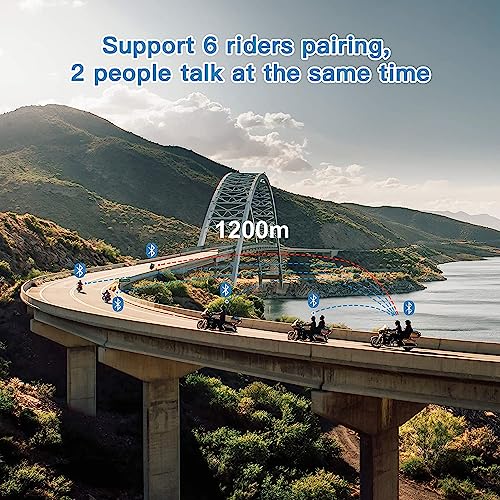 EJEAS خوذة دراجة نارية EJEAS V6 Pro مع نظام اتصال بلوتوث، سماعة رأس بلوتوث للدراجات النارية بمدى 1200 متر، نظام اتصال عالمي مع خاصية إلغاء الضوضاء ومقاوم للماء للدراجات الترابية/ATV/الدراجات الثلجية (1 قطعة) - Image 3