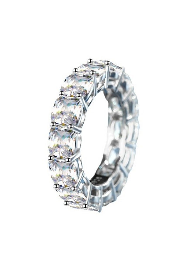 S925 Sterling Silver Korean Style Light Luxury Zircon Ring Women's Ring Niche High Design Sense Food Finger Ring Simple Personality