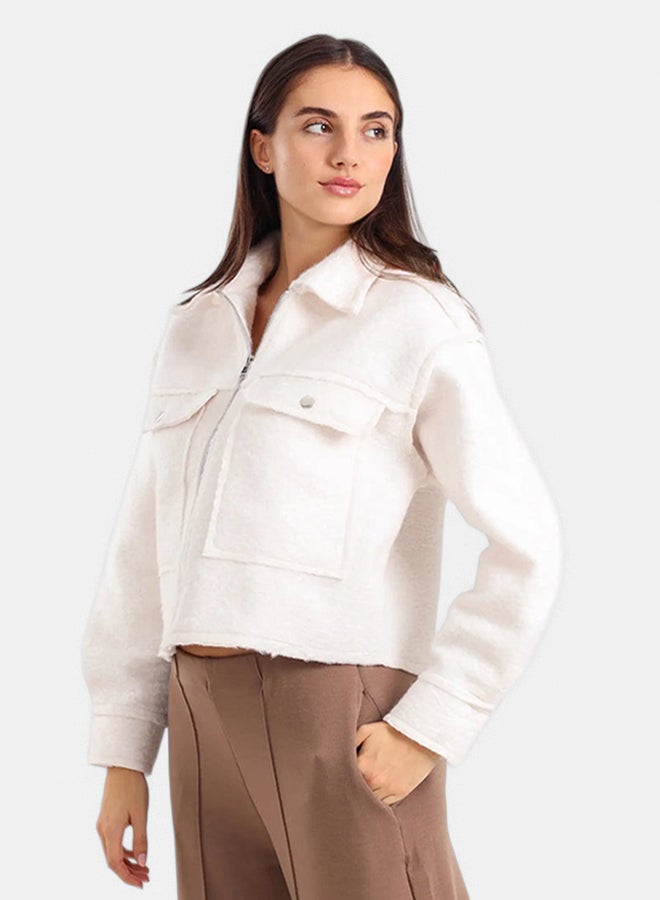 Carina Cropped Fleece Zip-Up Jacket - Image 2