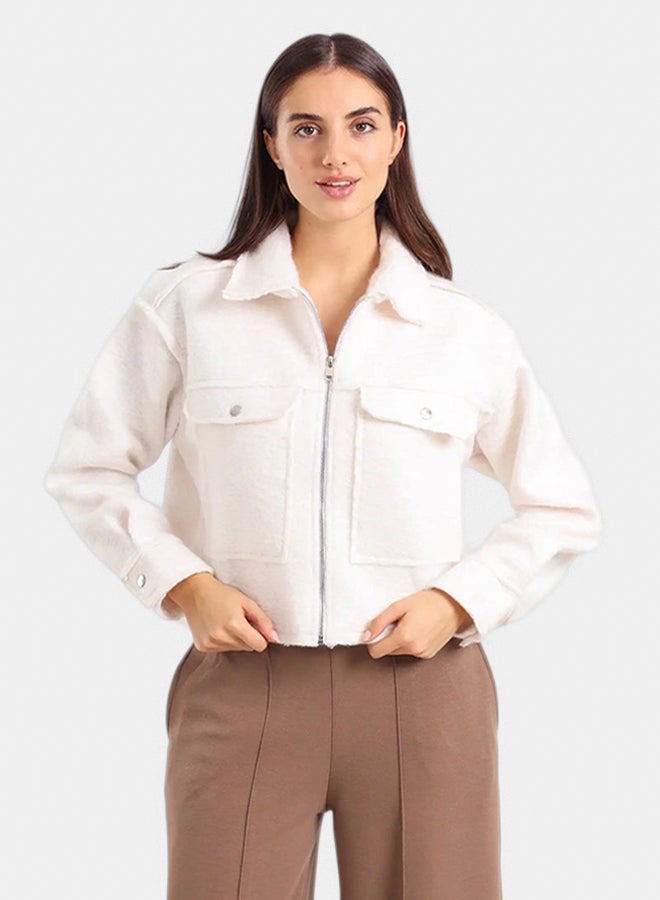 Carina Cropped Fleece Zip-Up Jacket - Image 1