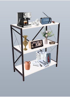 AGD Coffee Corner, Side Table, 3 Multipurpose Shelves to Display and Organize Your Needs - White/Black  - Image 1